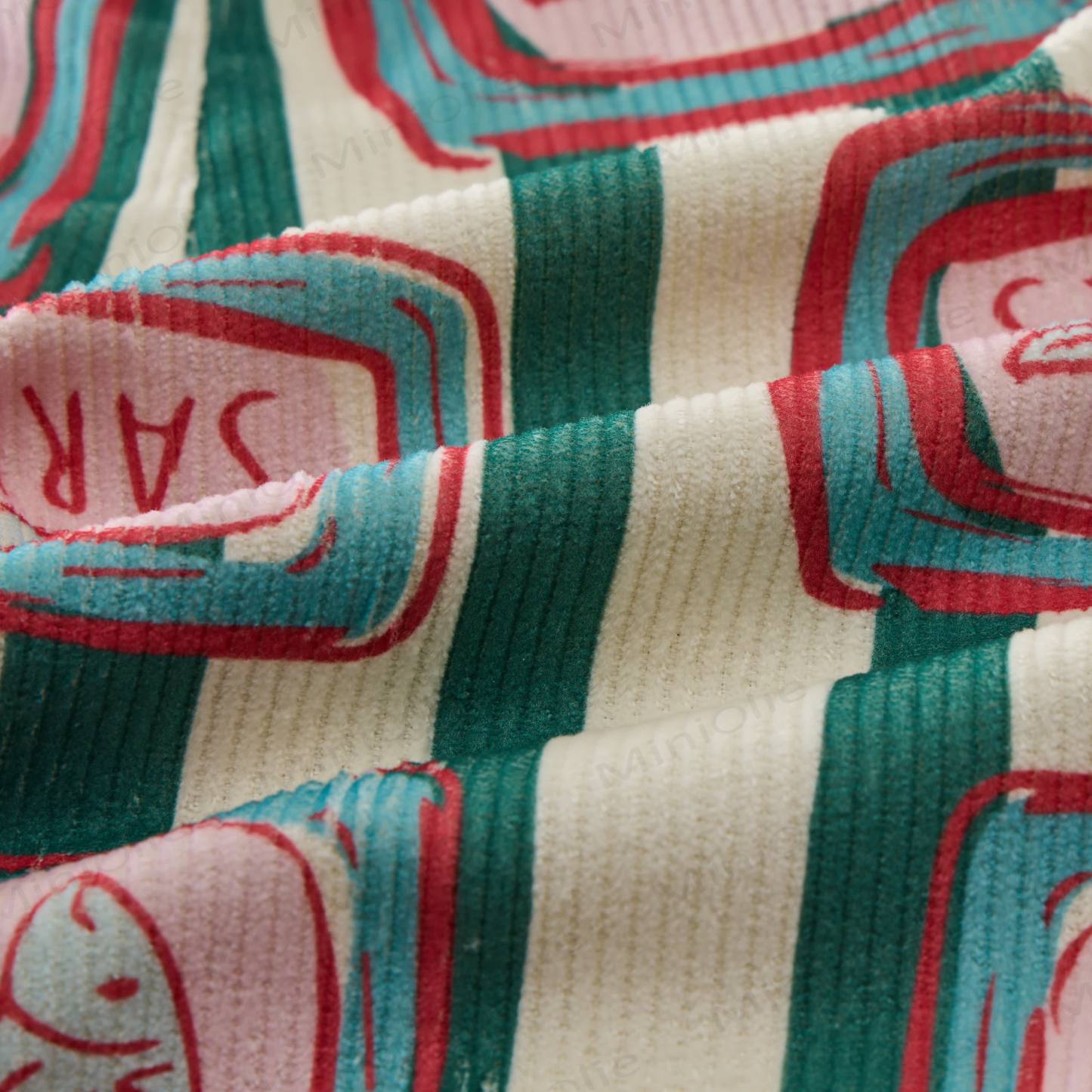 Pantaloni in velluto a coste a righe verticali verdi per neonati e bambini piccoli con sardine in scatola - image 4