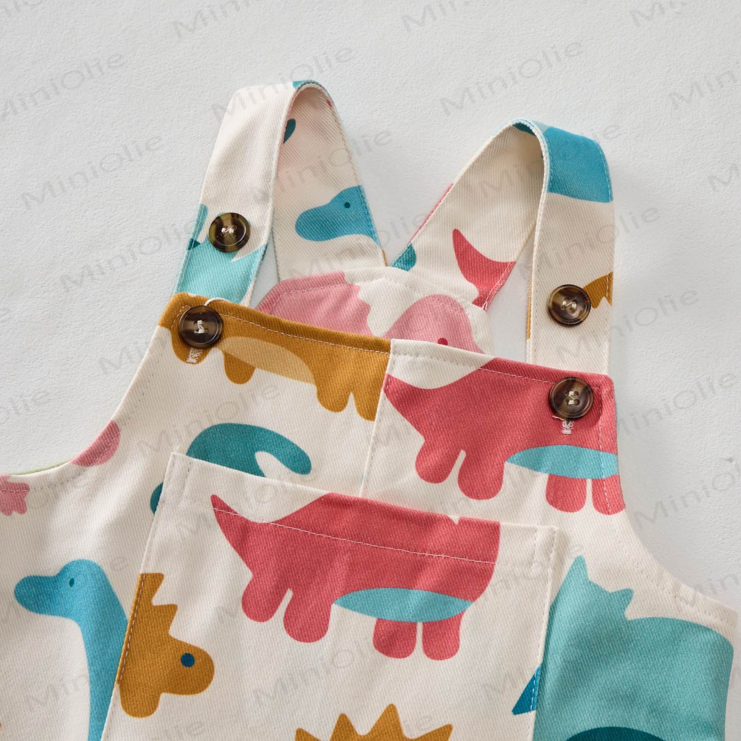 Tuta a righe verticali per neonati e bambini piccoli con dinosauri - image 3