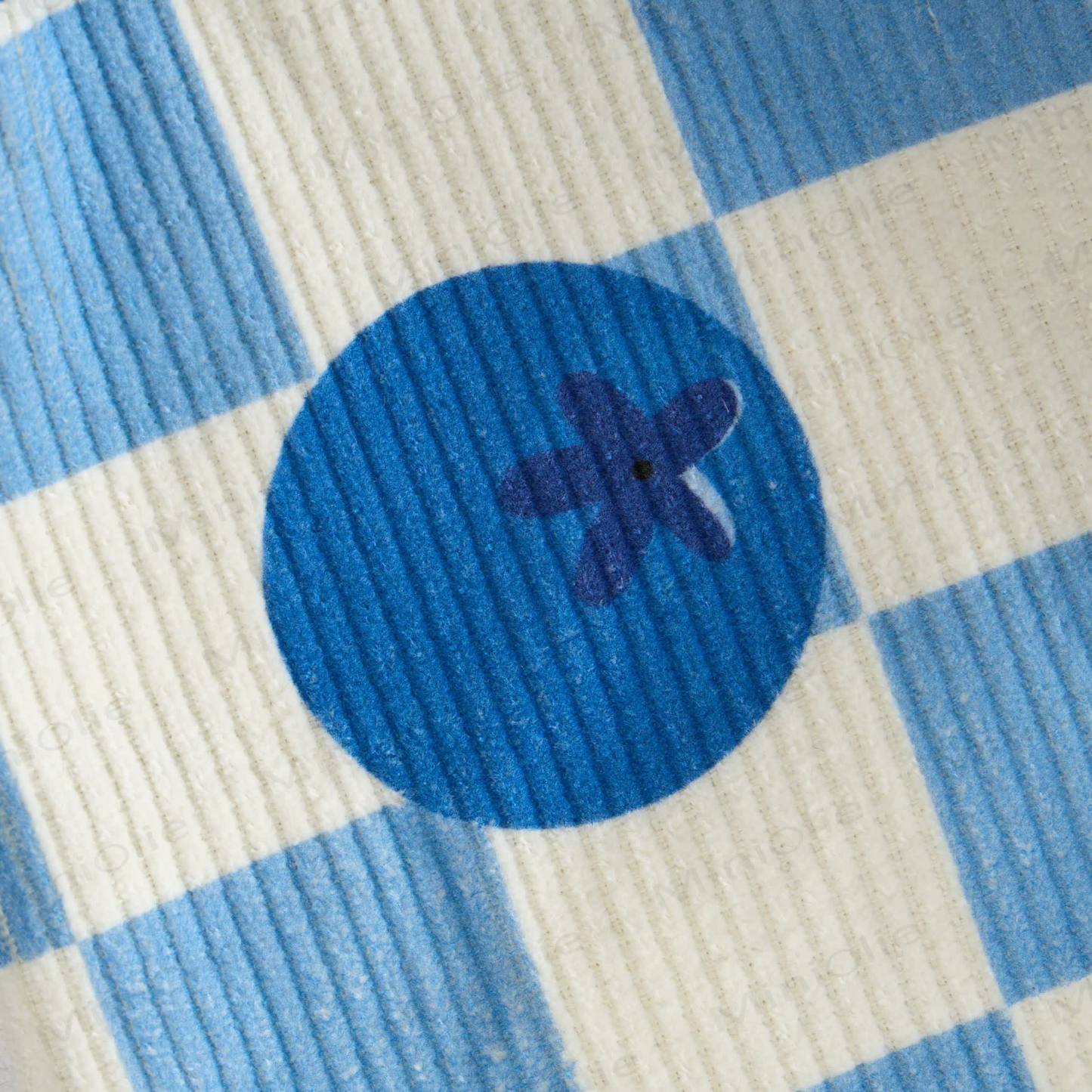 Pantaloni in velluto a coste blu a scacchi per neonati e bambini - image 3