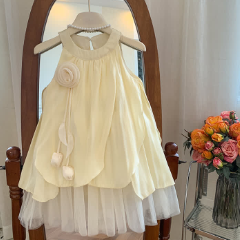 Abito da principessa per bambina in chiffon e tulle a strati con petali - image 1