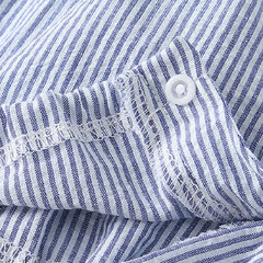 Tutina a maniche corte a righe blu e bianche con fiocco per neonato - image 3