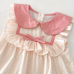 Tutina rosa baby con fiocco e pois - image 2