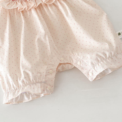 Tutina rosa baby con fiocco e pois - image 3