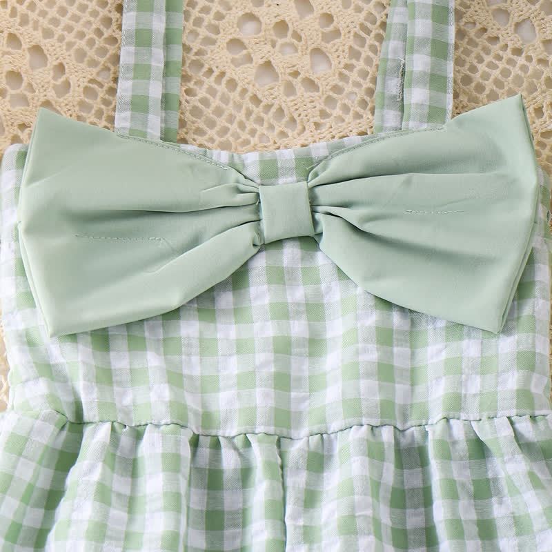 Kleinkind Mädchen Gingham Schleife con Vichy-Karo e Strampler - image 4