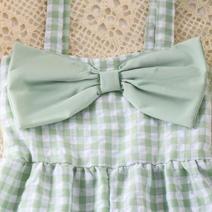Kleinkind Mädchen Gingham Schleife con Vichy-Karo e Strampler - image 4