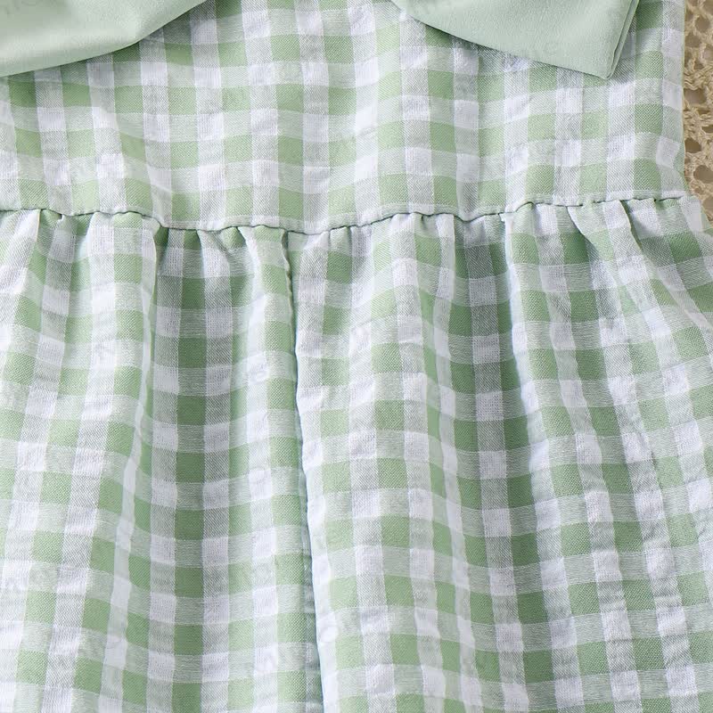 Kleinkind Mädchen Gingham Schleife con Vichy-Karo e Strampler - image 6