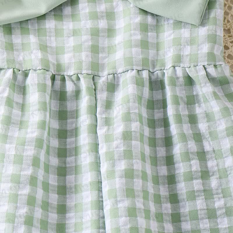 Kleinkind Mädchen Gingham Schleife con Vichy-Karo e Strampler - image 6
