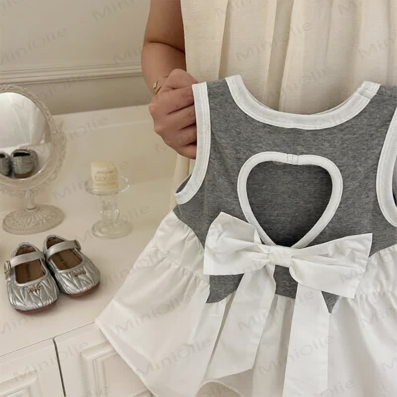 Vestito grigio in maglia con fiocco per bambina o calzini di pizzo - Abito giallo - 6-7T - image 1