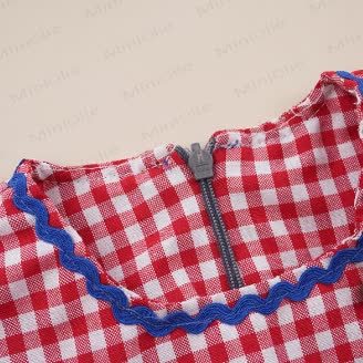 Vestitino estivo a quadretti con ciliegie per bambina - image 3