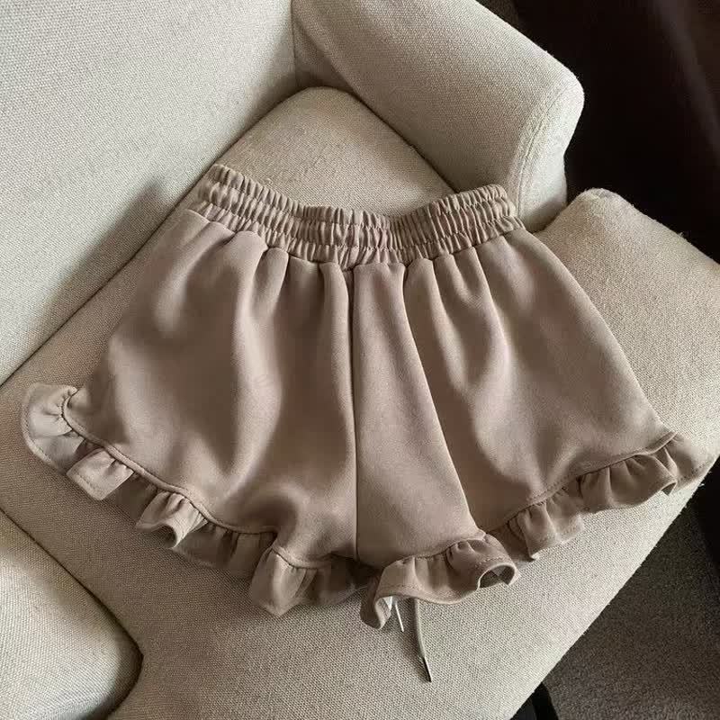 Pantaloncini da bambina in tinta unita, in misto cotone. - Marrone - 12-13T - image 3