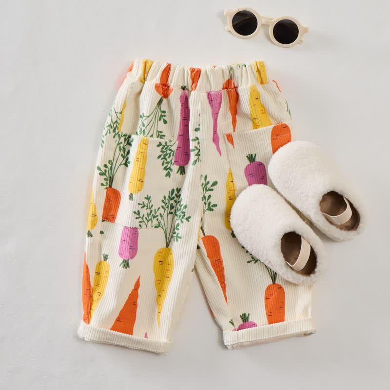 Pantaloni beige in velluto a coste per neonati e bambini - image 2