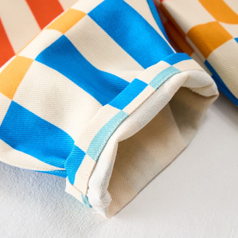 Salopette a righe e quadri colorata per neonati e bambini piccoli - image 5