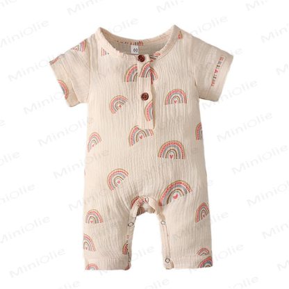 Tutina da neonato in mussola con stampa cactus/arcobaleno - Arcobaleno Beige - 2-3T - image 18