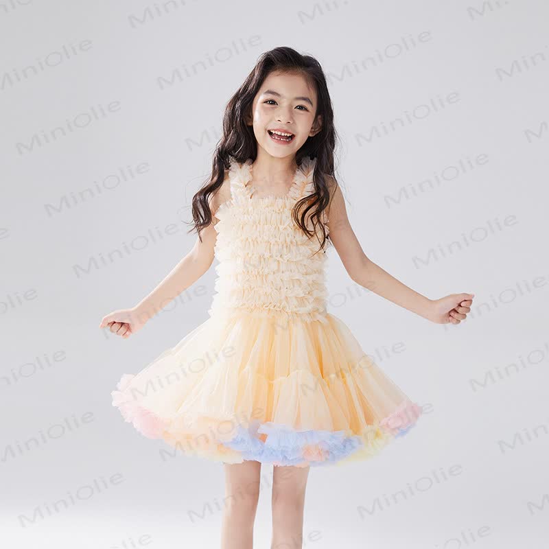 Abito da principessa senza maniche in pizzo per bambina - Beige - 6-7T - image 12