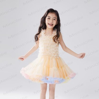 Abito da principessa senza maniche in pizzo per bambina - Beige - 6-7T - image 12