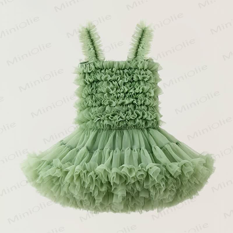 Abito da principessa senza maniche in pizzo per bambina - Verde - 6-7T - image 6