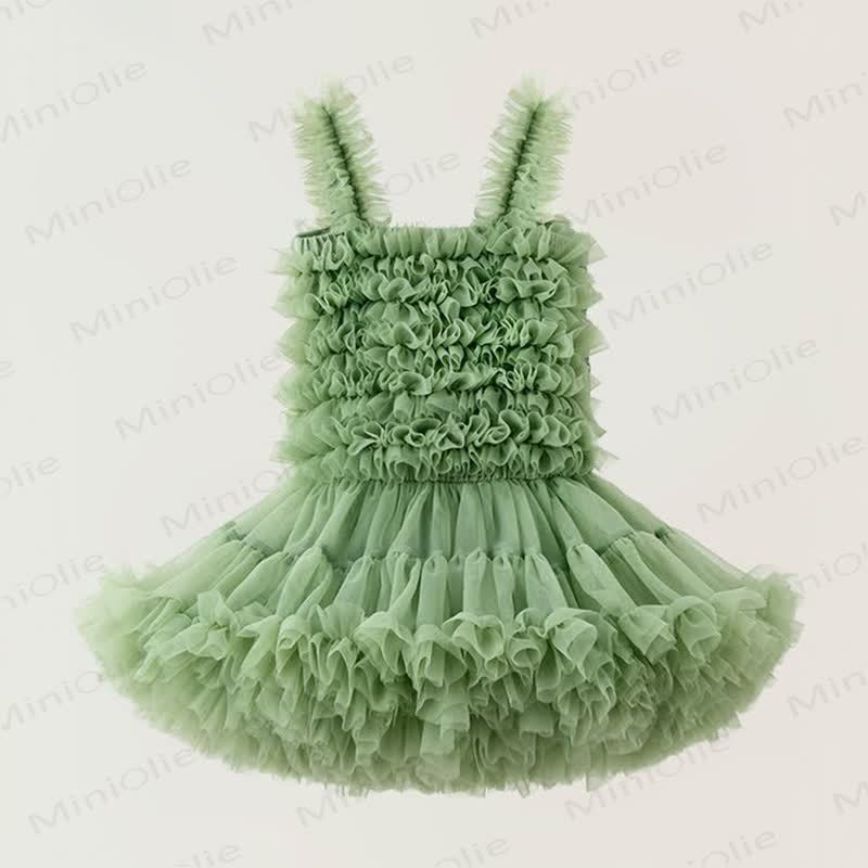 Abito da principessa senza maniche in pizzo per bambina - Verde - 6-7T - image 6
