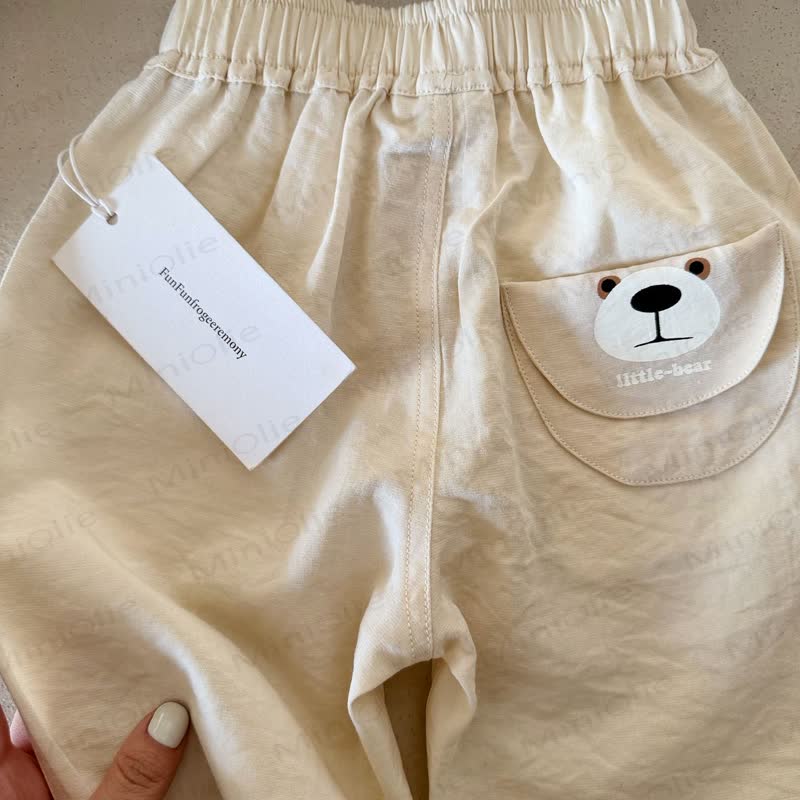 Pantaloni casual in denim con stampa orsetto per bambini - image 3