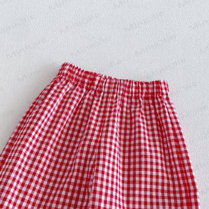 Canotta con fiocco, vestitino senza maniche o pantaloni a quadri per bambina. - image 10