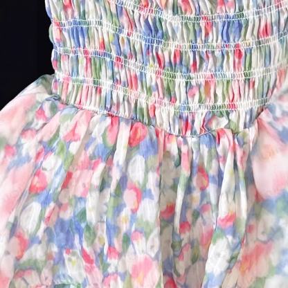 Vestito senza maniche rosa con stampa floreale per bambina - image 4