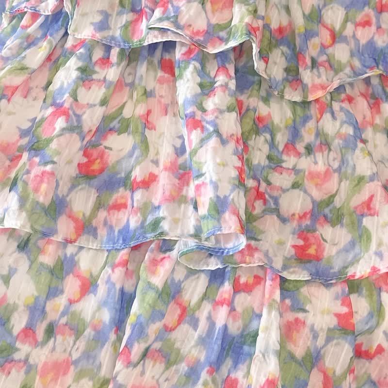 Vestito senza maniche rosa con stampa floreale per bambina - image 5