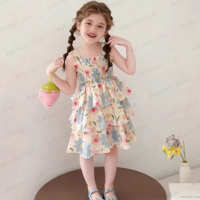 Vestito estivo senza maniche con stampa floreale per bambina - image 1