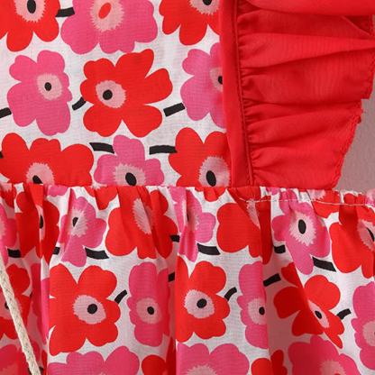 Vestitino estivo in cotone per bambina con stampa floreale o di fragole. - image 8