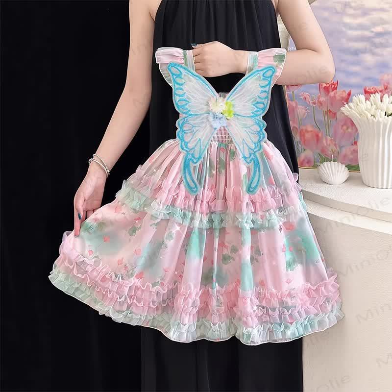 Vestito estivo in tulle con stampa floreale per bambina - image 2