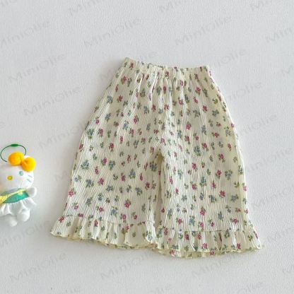 Pantaloni per neonate con stampa floreale o a fiocchi - Beige - 4-5T - image 2