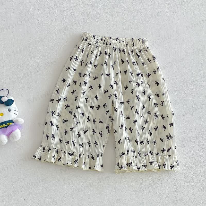 Pantaloni per neonate con stampa floreale o a fiocchi - Fiocco Beige - 4-5T - image 3
