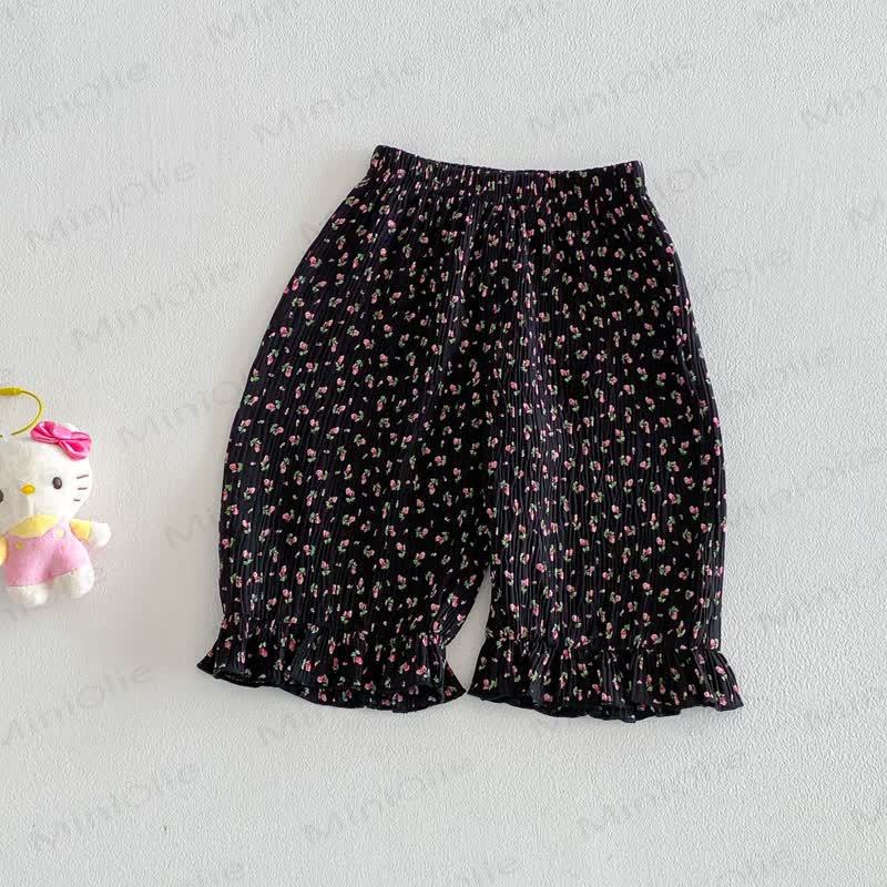 Pantaloni per neonate con stampa floreale o a fiocchi - Nero - 4-5T - image 5