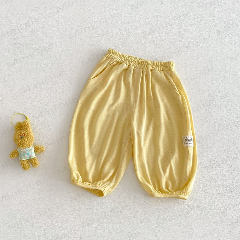 Pantaloni in cotone per neonati e bambini piccoli con stampa di orsacchiotti e frutta - Giallo - 4-5T - image 3