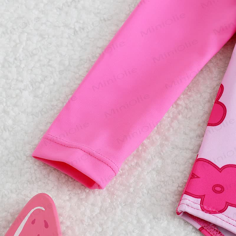 Costume da bagno rosa chiaro con stampa floreale e cerniera - image 4