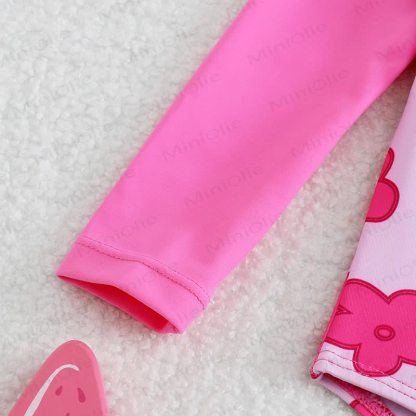 Costume da bagno rosa chiaro con stampa floreale e cerniera - image 4