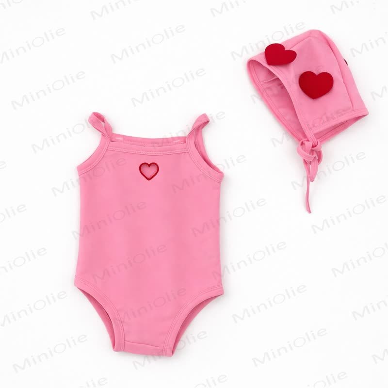 Costume da bagno per bambina con cuoricini e cappellino - Rosa - 2-3T - image 4