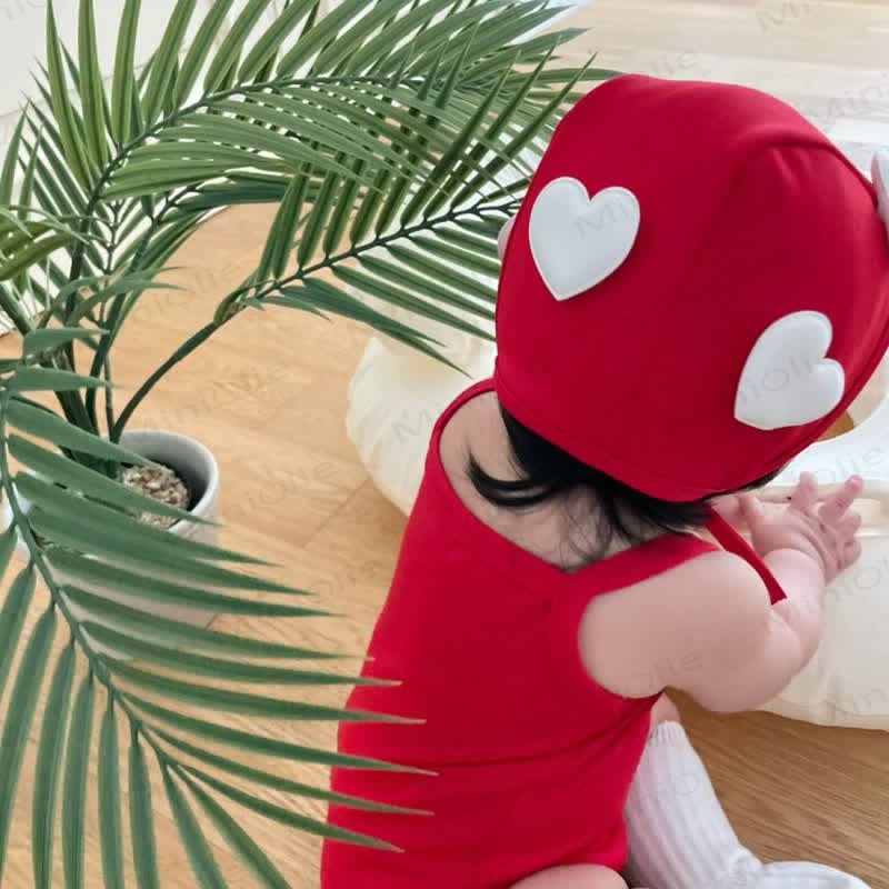 Costume da bagno per bambina con cuoricini e cappellino - image 7