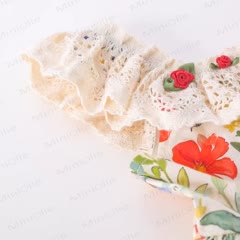 Abito senza maniche in cotone con stampa floreale e cappellino per bambina. - image 5