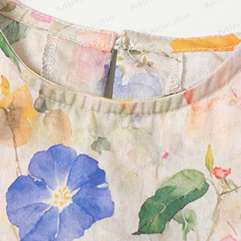 Vestito senza maniche rosa con fiocco floreale per bambina - image 4