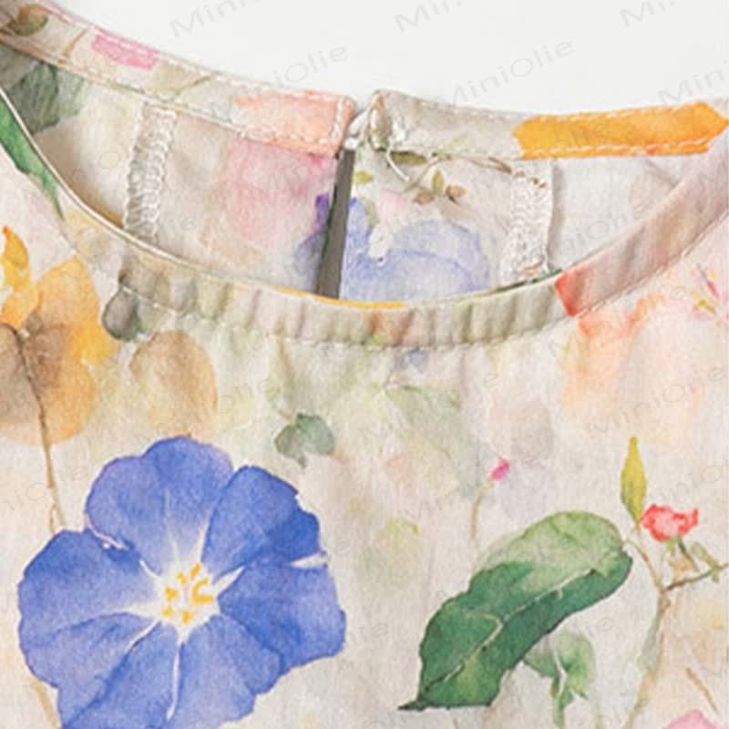 Vestito senza maniche rosa con fiocco floreale per bambina - image 4