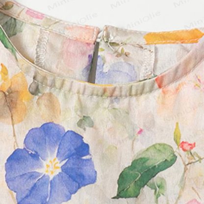 Vestito senza maniche rosa con fiocco floreale per bambina - image 4