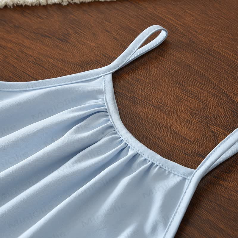 Completo pigiama azzurro in pizzo per bambina - image 2