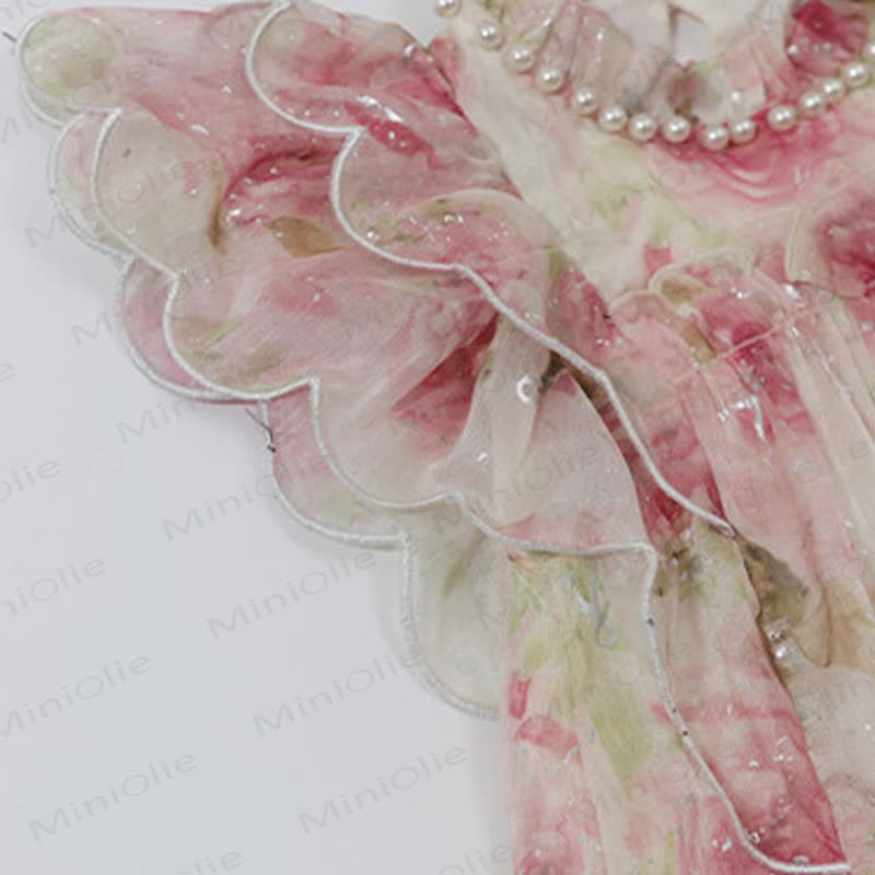 Vestito da bambina in cotone con stampa floreale e volant - image 8