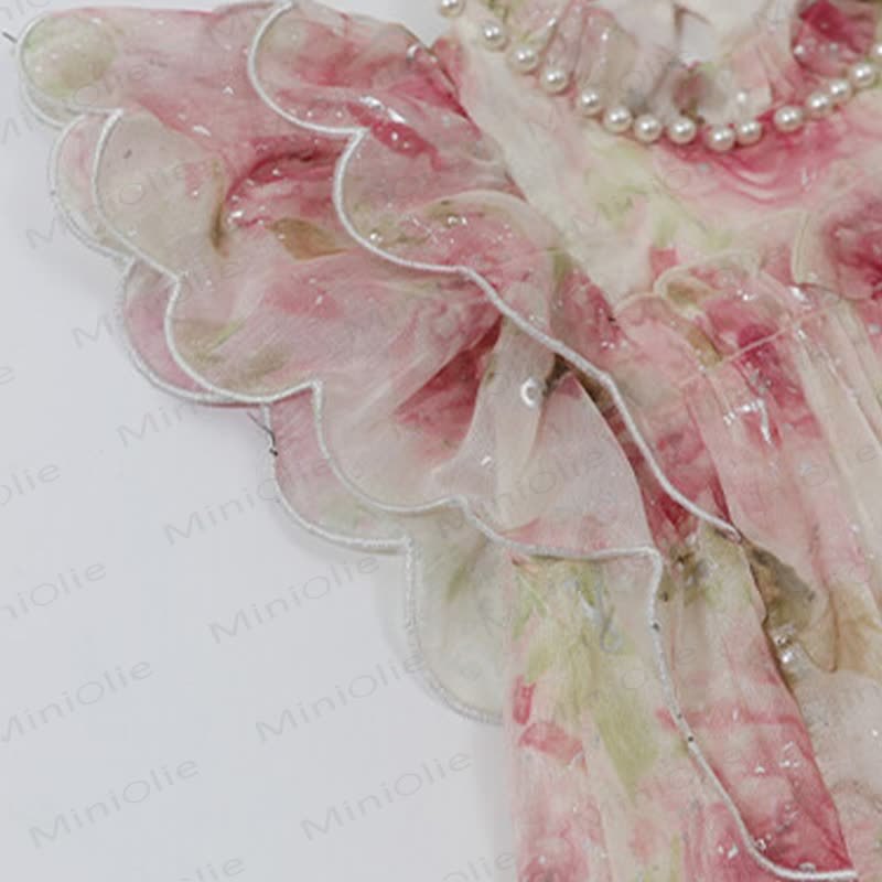 Vestito da bambina in cotone con stampa floreale e volant - image 8