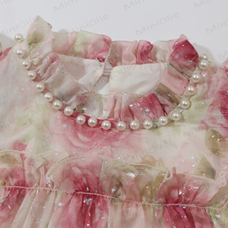 Vestito da bambina in cotone con stampa floreale e volant - image 4