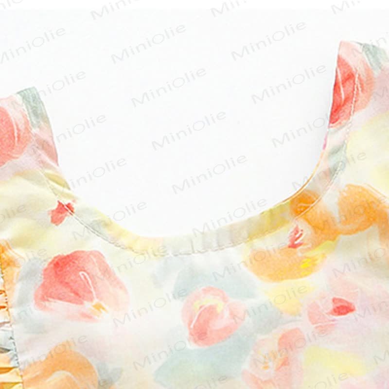 Vestito senza maniche in cotone con stampa floreale e fiocco per bambina - image 4