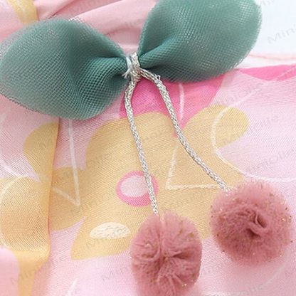 Vestito da bambina in cotone con stampa floreale rosa o verde - image 6