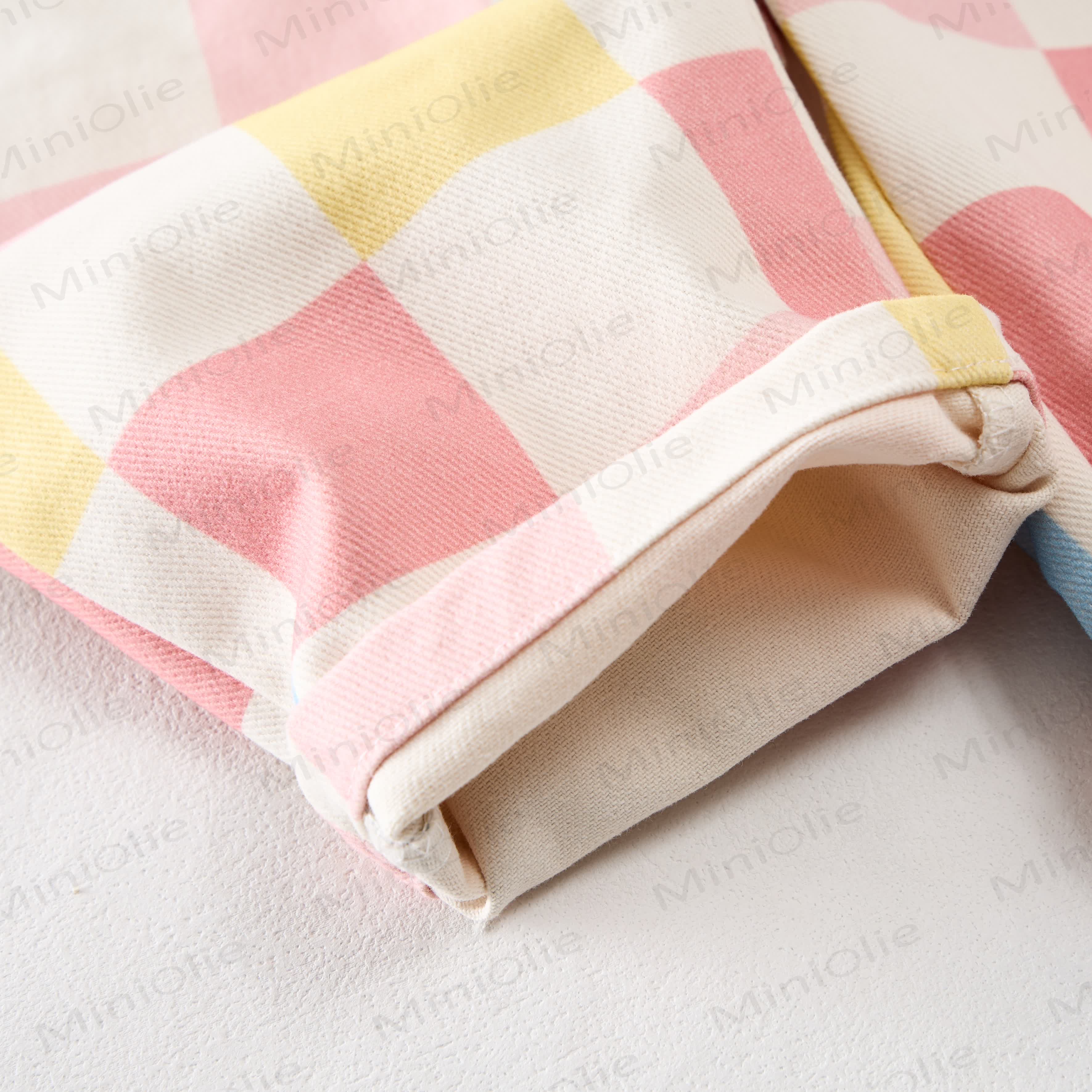 Salopette con tasche a scacchi per neonati e bambini - image 5