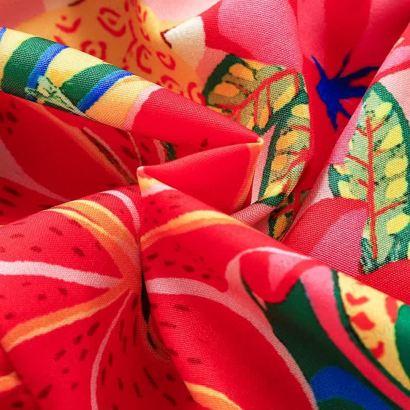 Vestito senza maniche rosso con stampa floreale per bambina - image 5