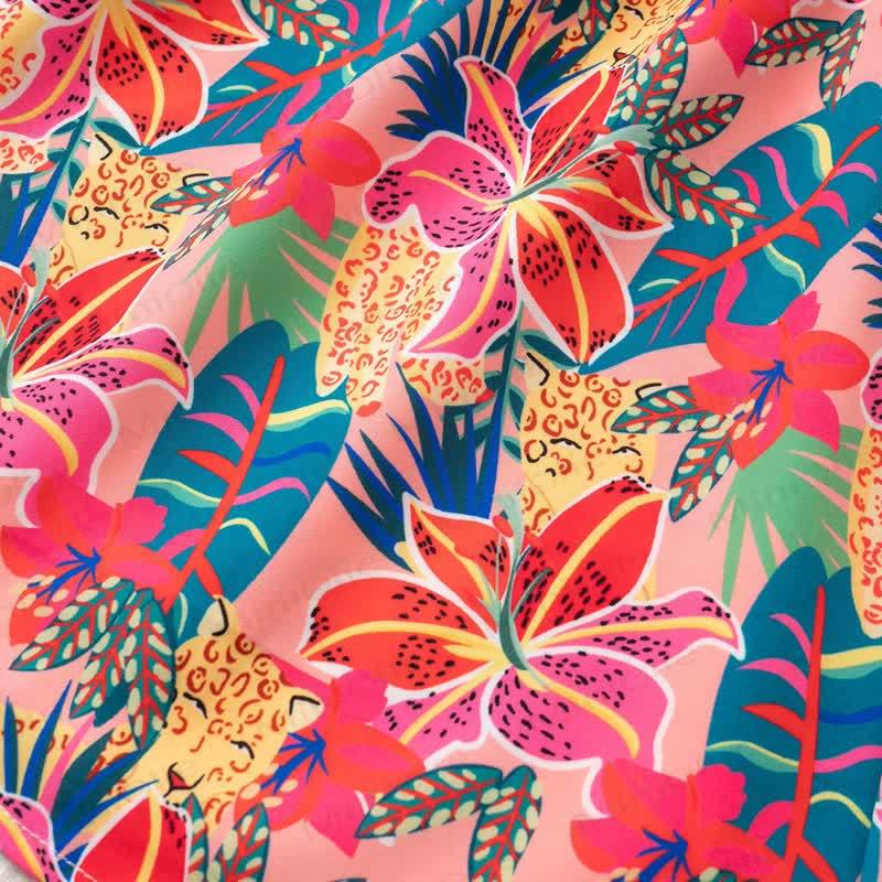 Vestito a trapezio per bambina con stampa floreale e a foglie - image 8