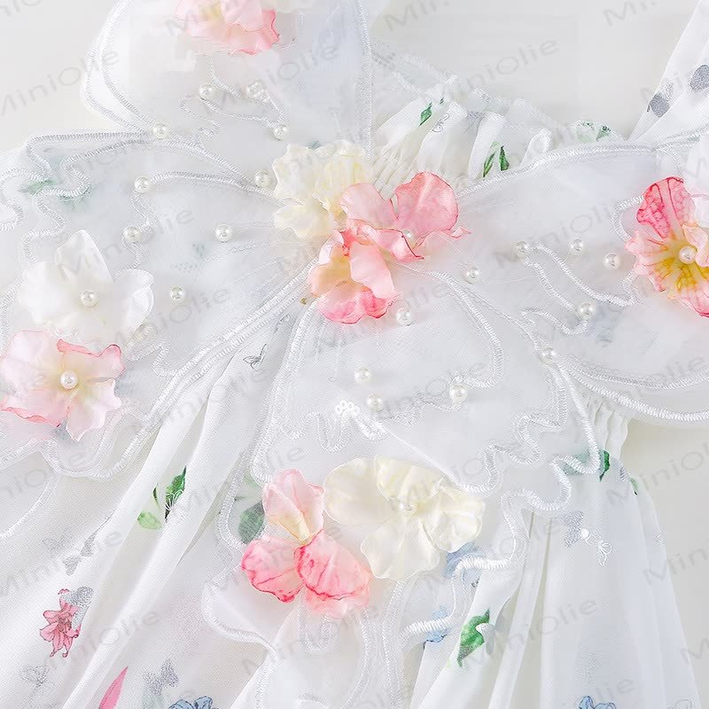 Abito senza maniche in tulle floreale per bambina con cappello - image 2